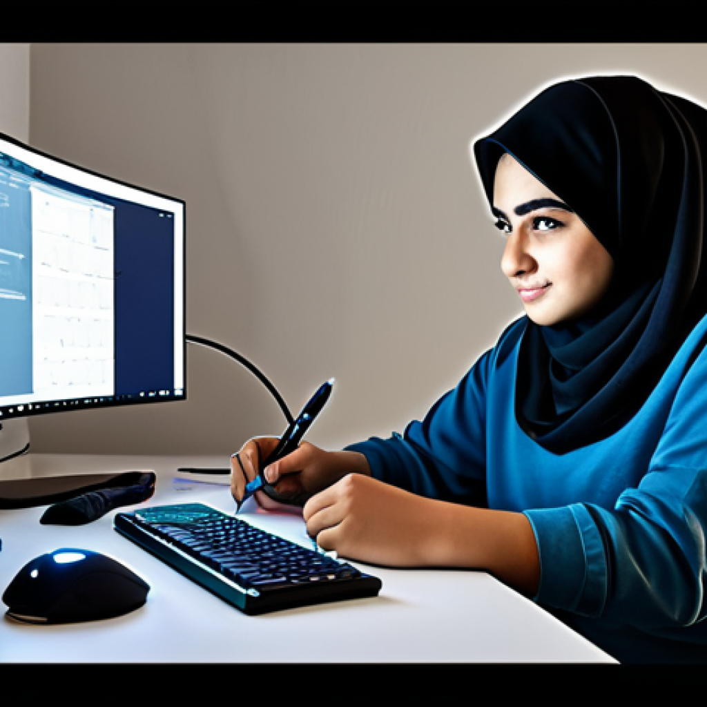 Daily Task Planning**

"A young Arab gamer, fully clothed in modest casual wear, sitting at a desk illuminated by a monitor displaying a mobile game interface with daily quests. She is using a stylish notebook and pen to plan her tasks. Background includes gaming accessories and a modern, comfortable room. Safe for work, appropriate content, fully clothed, perfect anatomy, natural proportions, professional, high quality digital art, family-friendly."

**