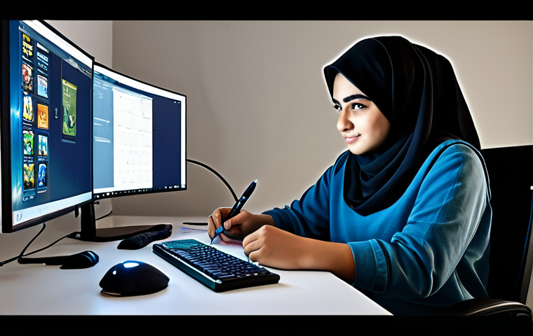 Daily Task Planning**

"A young Arab gamer, fully clothed in modest casual wear, sitting at a desk illuminated by a monitor displaying a mobile game interface with daily quests. She is using a stylish notebook and pen to plan her tasks. Background includes gaming accessories and a modern, comfortable room. Safe for work, appropriate content, fully clothed, perfect anatomy, natural proportions, professional, high quality digital art, family-friendly."

**
