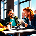 Creative Fan Art**

"A digital painting of a diverse group of friends (fully clothed in modern, stylish outfits) at a modern cafe. They are laughing and working on fan art related to Reverse: 1999 - drawings, crafts, and digital art on tablets. Sunlight streams through the windows.  Bright, cheerful colors, perfect anatomy, professional illustration, high quality, safe for work, appropriate content."

**