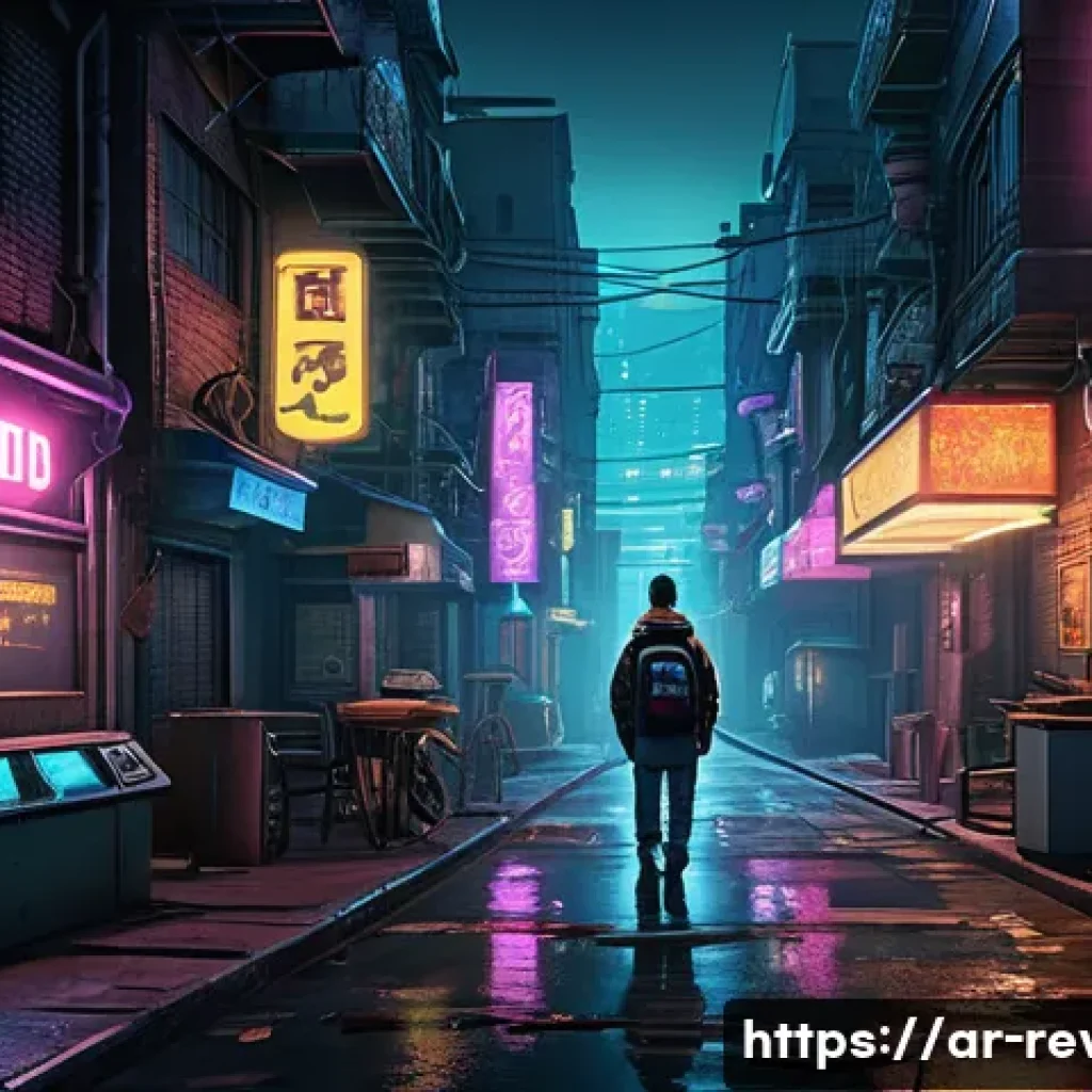 리버스 1999 테마 음악 모음 - A mysterious and suspenseful digital game environment inspired by the 1990s, featuring dimly lit urb...