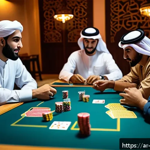리버스 1999 초보자 실수 방지 - A detailed digital illustration of a strategic card game scene set in a modern Middle Eastern gaming...