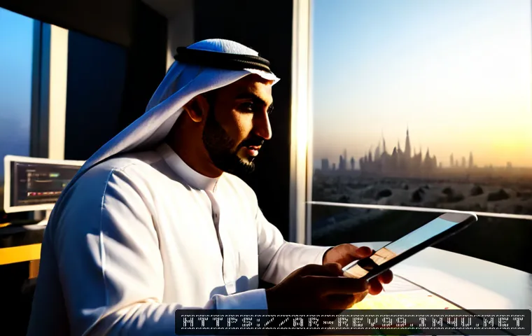 리버스 1999 캐릭터 AI 로직 - Photorealistic Arab game developer in a modern Dubai-style studio, studying a tablet with a clean fa...